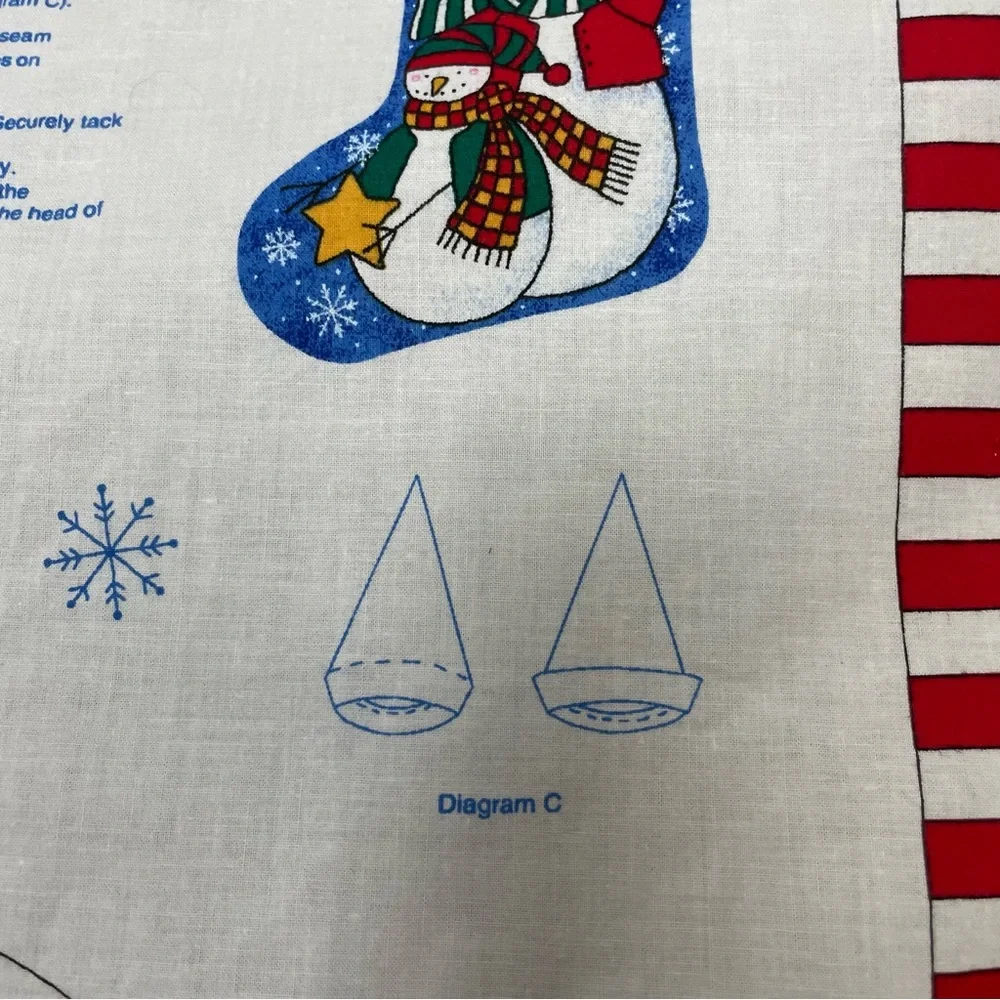 Vintage Cut and Sew Christmas Stocking 3-D Snowman Snow Buddies Kid Project #K23